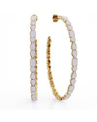 Linda Fiore - Adeline Creme Enamel Hoop Earrings Vermeil - Lyst
