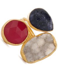 Ebru Jewelry - Energized Harmony Ruby, Quartz & Amethyst Adjustable Gemstone Ring - Lyst