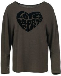 Conquista - Wool Blend Batwing Sleeve Top With Flock Motif - Lyst