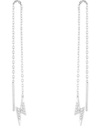 Spero London - Lightning Bolt Sterling Chain Drop Earring - Lyst