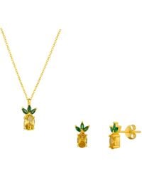 Spero London - Pineapple Sterling Necklace & Earring Set - Lyst