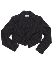 Circular Path - Asymmetric Crop Pinstripe Blazer - Lyst