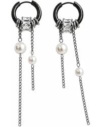 Kirei - Vector Pearl Chain Hoop Earrings - Lyst