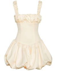 Miss Circle New York - Neutrals Aubrey Egg Satin Bubble Hem Mini Dress - Lyst
