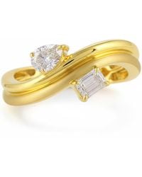 Artisan - 14K Emerald Cut & Pear Shape Diamond Designer Ring - Lyst