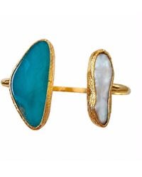 By Ozge - Aegean Tide Enamel Plated Cuff Bracelet - Lyst