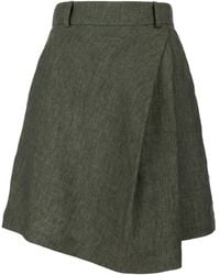 Jana Coshè - Dark Linen Skort With Asymmetric Wrap Front - Lyst