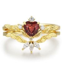 Azura Jewelry New York - Flaming Heart Mozambique Garnet Vermeil Ring Set - Lyst
