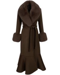 Hortons England - Westminster Cashmere Peplum Coat Chocolate - Lyst