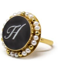 Vintouch Italy - Initial H Cameo Ring With Pearls - Lyst