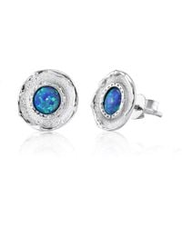 Isla Silver - Sterling Fire Opal Stud Earrings - Lyst