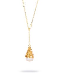 Ebru Jewelry - Baroque Pearl Teardrop & Pendant Chain Necklace - Lyst