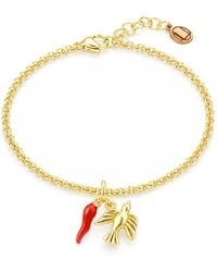 Unaloe - Plated Sterling Dove And Cornicello Charm Bracelet - Lyst