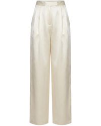 Malo - Ecru Satin Wide-Leg Pants - Lyst