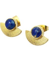 Harfi - Sapphire September Birthstone Plated Fan Earrings - Lyst