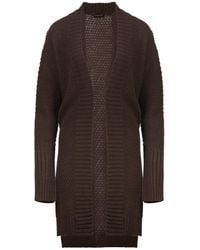 Conquista - Under The Knee Length Open Front Knit Cardigan - Lyst