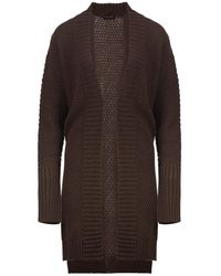 Conquista - Under The Knee Length Open Front Knit Cardigan - Lyst