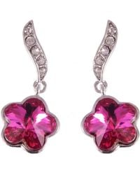 Modenaire - Elegant Drop Earrings With Crystal Flower - Lyst
