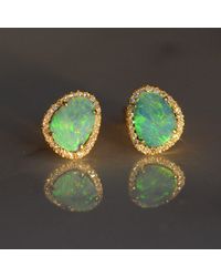 KAMARIA - Diamond Opal Pebble Stud Earrings - Lyst