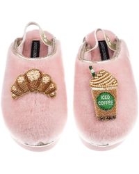 Laines London - Flatform Cloud Closed Toe Slippers With Iced Coffee & Croissant Brooches - Lyst