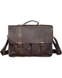 Touri - Worn Look Genuine Leather Laptop Bag- Dark - Lyst