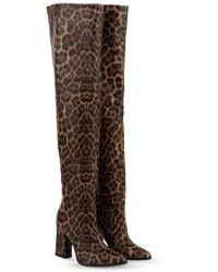 Rosamund Muir London - Neutrals Roma Leopard Print Over Knee Boots - Lyst