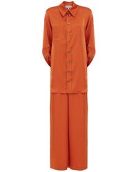 Julia Allert - Chic Satin Shirt And Pants Two-Piece Set - Lyst