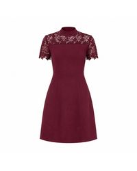 Girl In Mind - Dolcie Lace Detail Mini Dress Berry - Lyst