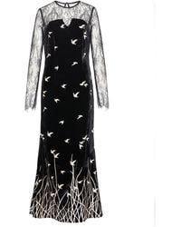 Smart and Joy - Golden Embroidery Velvet Maxi Dress - Lyst
