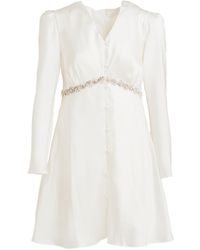 MIONÈ - Mini Silk Dress With Diamond Detail - Lyst