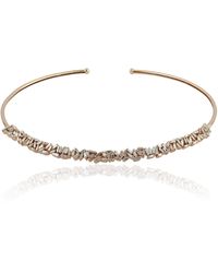 Artisan - Natural Diamond Baguette Choker Necklace 18k Rose Gold Handmade Jewelry - Lyst
