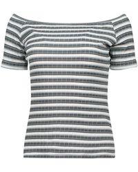 Conquista - Off-Shoulder Striped Casual Top - Lyst