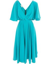 ROSERRY - Florence Midi Dress With Butterfly Sleeves & Pockets In Turquoise - Lyst