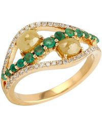 Artisan - Ice Diamond, Emerald & Diamond Band Ring - Lyst