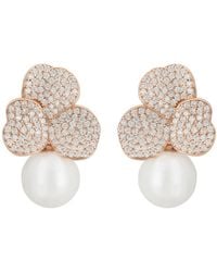 LÁTELITA London - Rose Iris Flower And Pearl Dangle Earrings Rosegold - Lyst