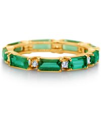 Trésor - Emerald & Diamond Eternity Ring In 18k Yellow Gold - Lyst