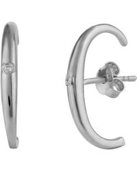 Spero London - Fine Diamond Sterling Ear Suspension Semi-Hoop Earrings - Lyst