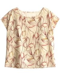 Stovaria - Floral Print Cotton-Silk Boat Neck Blouse – Elegant Everyday Wear - Lyst