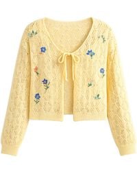 Yumi' - Butter Embroidered Pointelle Cardigan - Lyst