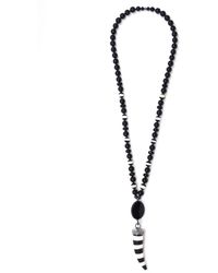 Shar Oke - Tibetan Agate, Onyx & Stripped Resin Pendant Beaded Necklace - Lyst