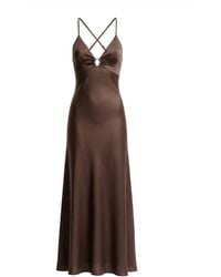 Belsize25 - Cocoa Dress Deep V-Neck Backless Midi Slip Dress - Lyst