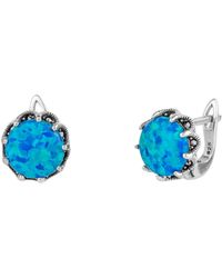Spero London - High Quality Round Opal Earrings Sterling - Lyst