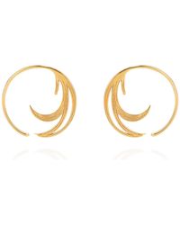 Lee Renee - Duck Feather Hoop Earrings Gold Vermeil - Lyst