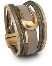 Saachi - Horseshoe Charm Leather Bracelet - Lyst