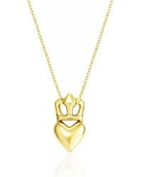 Unaloe - Vermeil Crown And Heart Necklace – Sculpted Queen Love Pendant, Symbolic Romantic Fine Jewellery For - Lyst