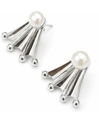 Pearl Code - Crown-Inspired Pearl Stud Earrings - Lyst