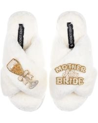 Laines London - Neutrals Classic Laines Slippers With Mother Of The Bride Brooches - Lyst