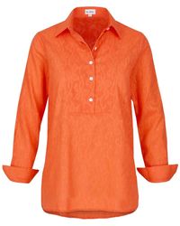At Last - Cotton Mayfair Shirt In Hand Woven Hot Orange - Lyst