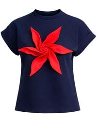 Julia Allert - Crew-Neck Jersey T-Shirt With Flower - Lyst