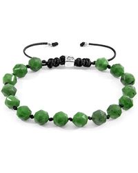 Anchor and Crew - Green Jade Zebedee Silver & Stone Beaded Macrame Bracelet - Lyst